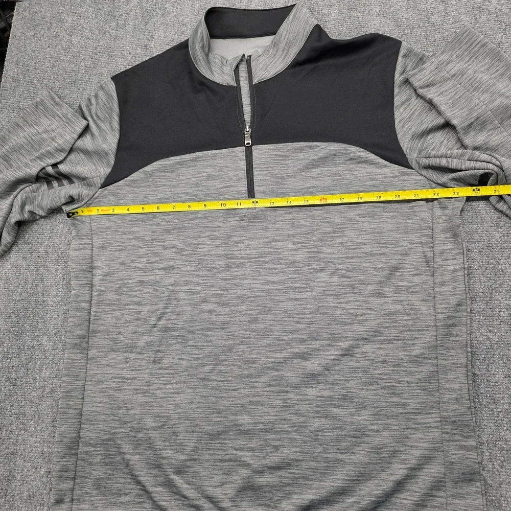 Adidas Mens Large Gray Black Space Dye Quarter Zip Pullover Long Sleeve Shirt